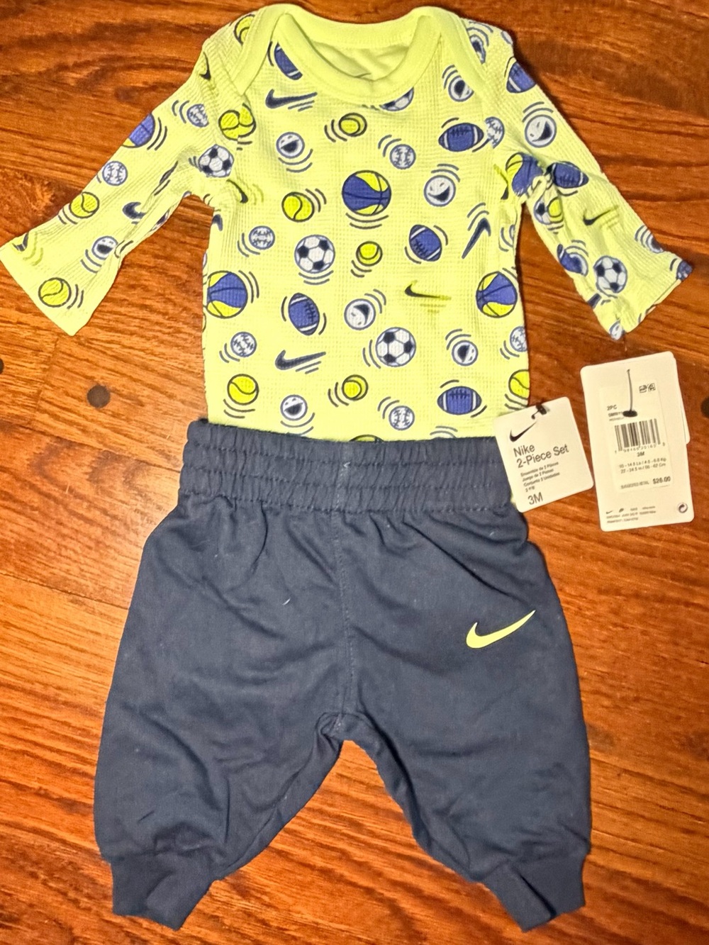 NWT Nike Neon Yellow & Navy Baby 2-Piece Set